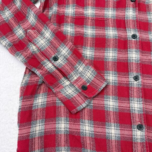 Madewell Flannel Shirt Women’s Size Small Red Plaid Button Front Top Long Sleeve - Picture 4 of 10